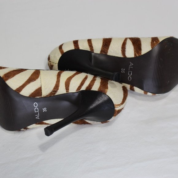Aldo Ariane Brown & Cream Zebra Print Stilettos Size 35 Euro - Picture 8 of 11